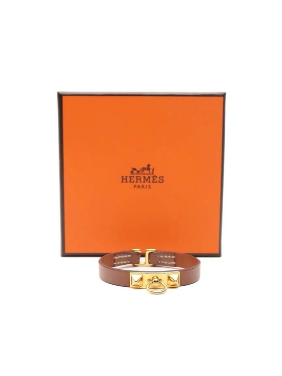 Hermes Jewelry - Hermes Rivale Mini Leather Bracelet with Gold Hardware